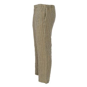 Calça 100% Capri Linho Bege Listrada