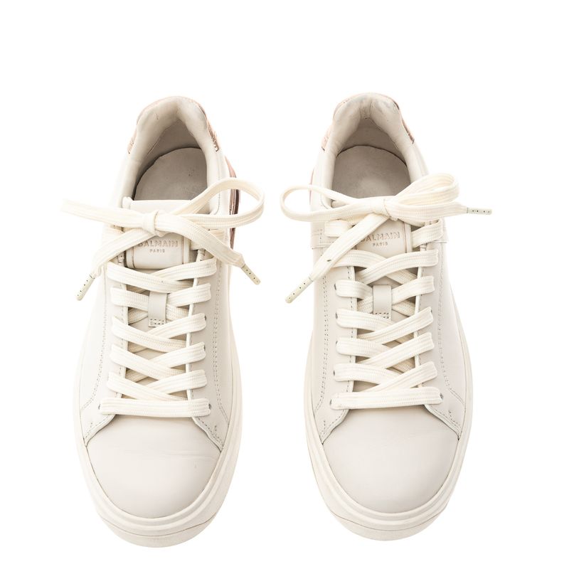 Tenis-Balmain-B-Court-Couro-Branco-e-Rose