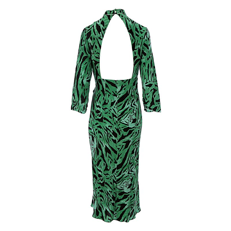 Vestido-Rixo-Seda-Animal-Print-Verde-