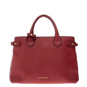 Bolsa Burberry Banner House Check Couro Vermelha