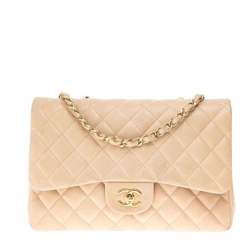 Bolsa-Chanel-Classic-Flap-Lambskin-Bege