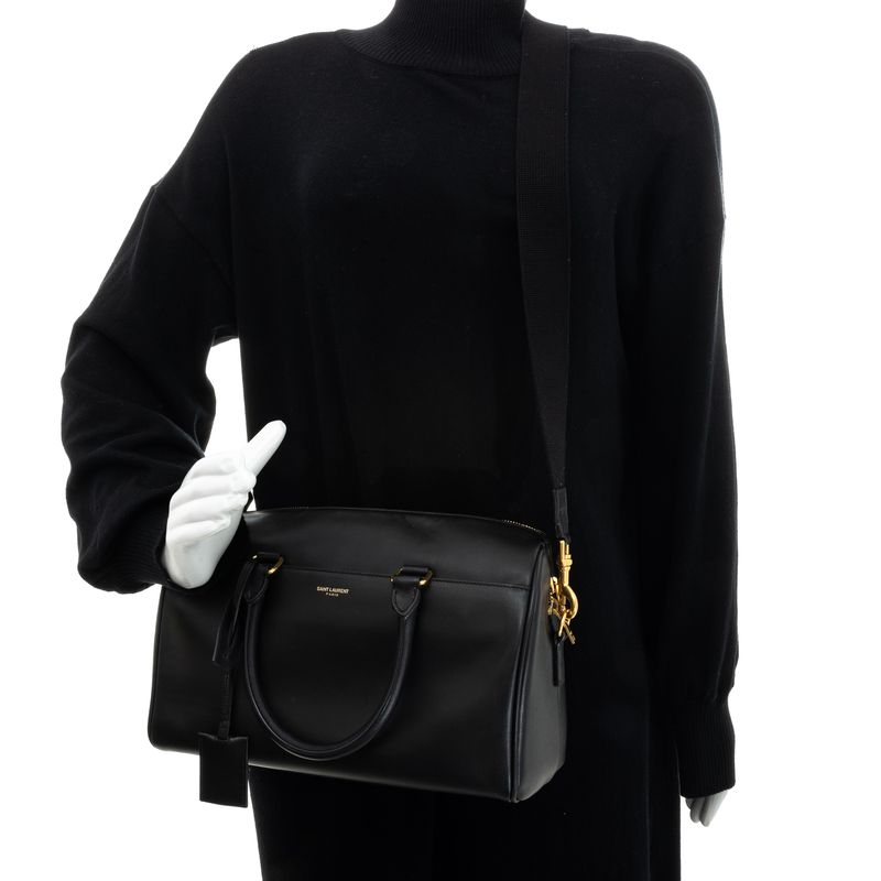 Bolsa-Saint-Laurent-Duffle-Couro-Preto
