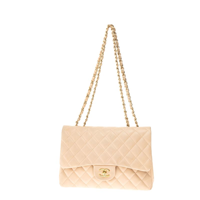 Bolsa-Chanel-Classic-Flap-Lambskin-Bege