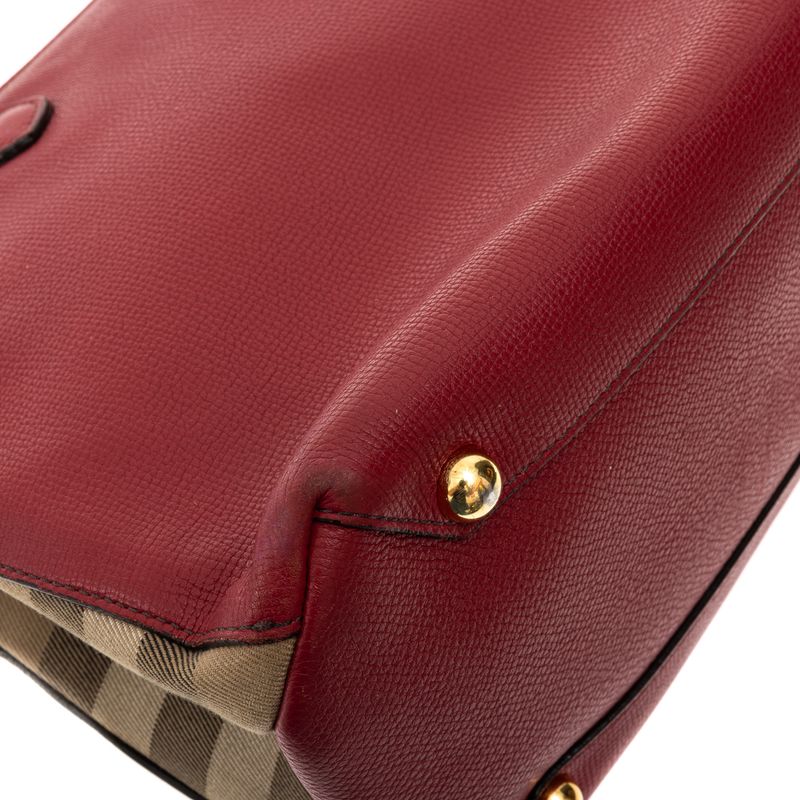 Bolsa-Burberry-Banner-House-Check-Couro-Vermelha