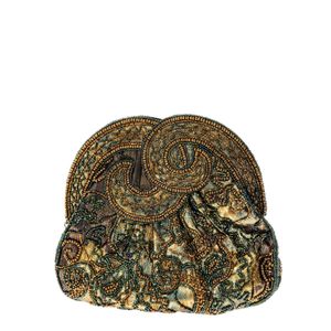 Bolsa Vintage Bordada Dourada e Verde