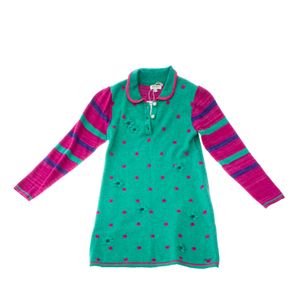 Vestido Kenzo Kids Tricot Verde e Rosa