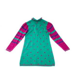 Vestido Kenzo Kids Tricot Verde e Rosa