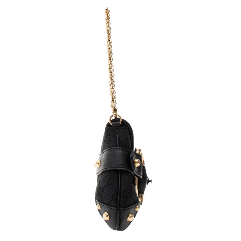 Bolsa-Gucci-GG-Canvas-Horsebit-Preta