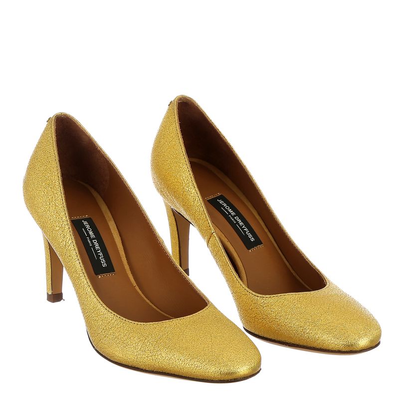 Sapato-Couro-Dourado