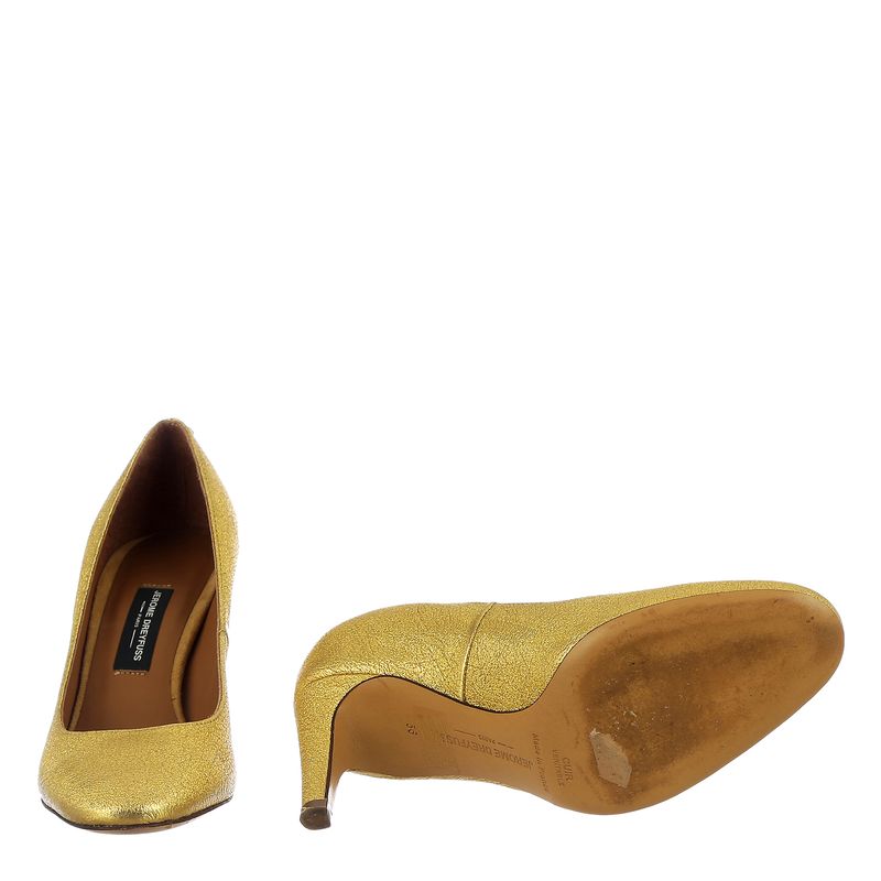 Sapato-Couro-Dourado