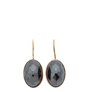 Brinco Swarovski Oval Dourado e Cristal Cinza
