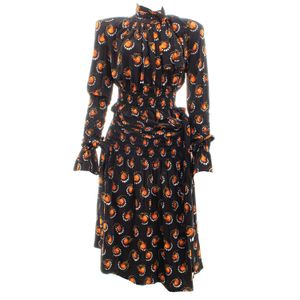 Conjunto Paco Rabanne Estampado Preto e Laranja