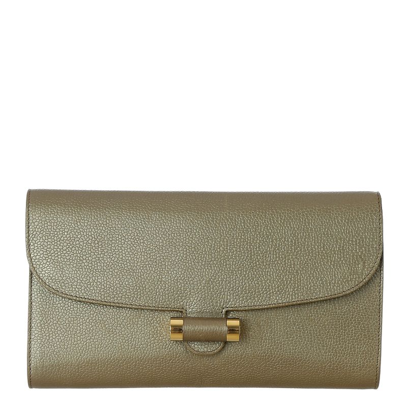 Clutch-Saint-Laurent-Couro-Prateado