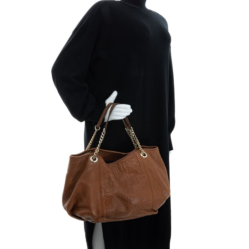 Bolsa-Carolina-Herrera-Couro-Caramelo