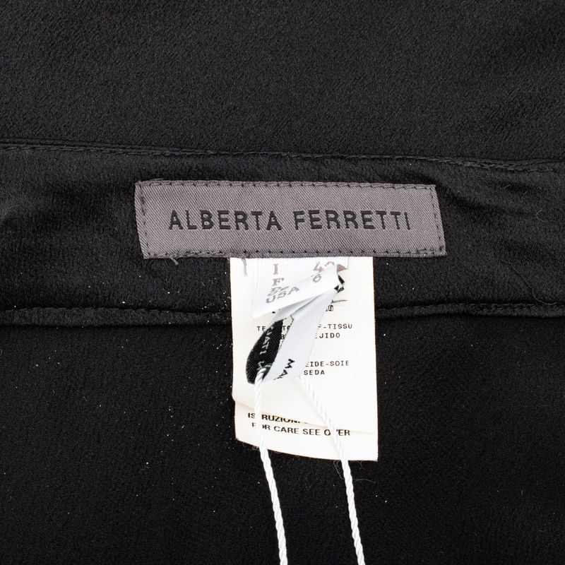 Saia-Alberta-Ferretti-Vintage-Seda-Preta