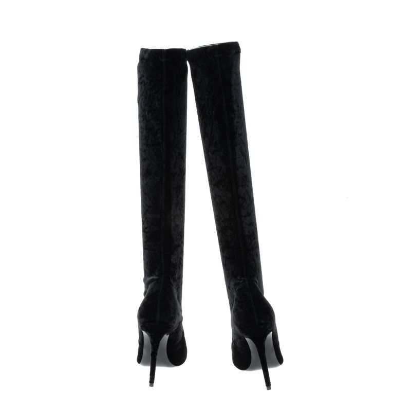 Bota-Saint-Laurent-Ella-Cano-Alto-Veludo-Preta