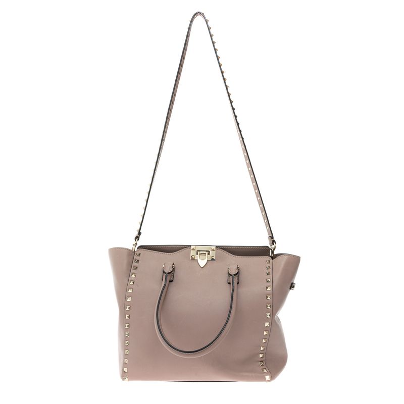 Bolsa-Valentino-Garavani-Rockstud-Tote-Bege