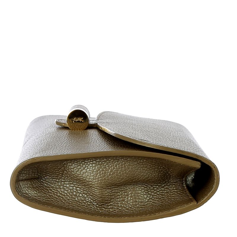 Clutch-Saint-Laurent-Couro-Prateado