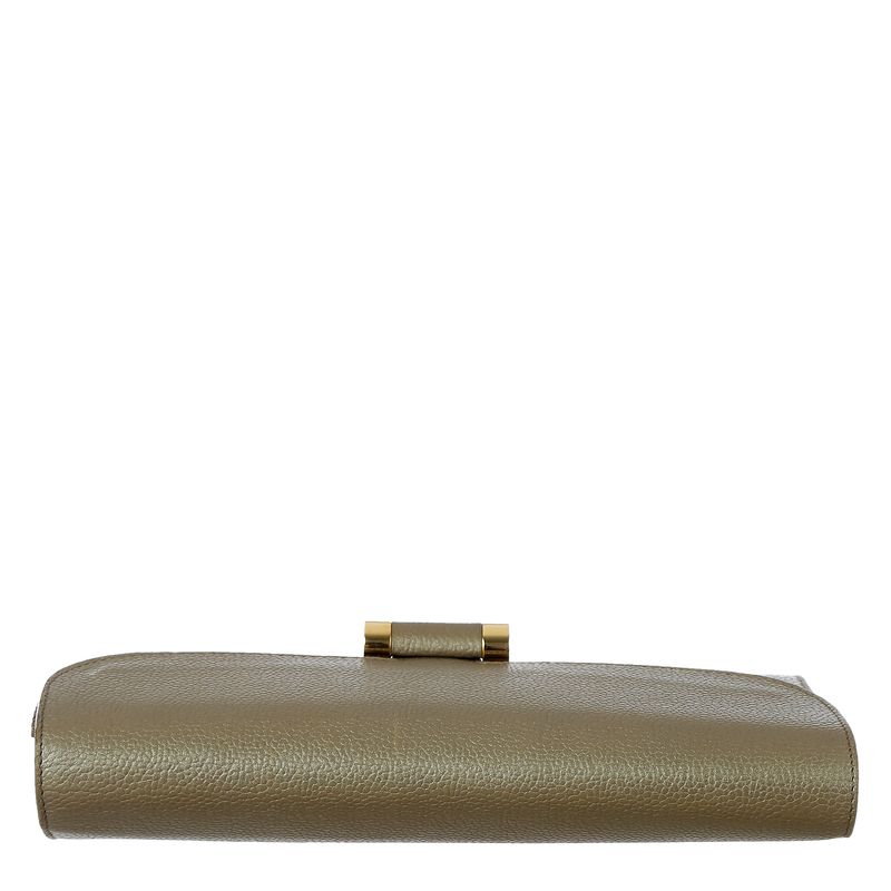 Clutch-Saint-Laurent-Couro-Prateado