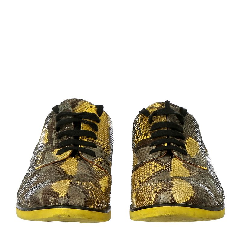 Sapato-Fendi-Couro-Exotico-Amarelo-e-Cinza