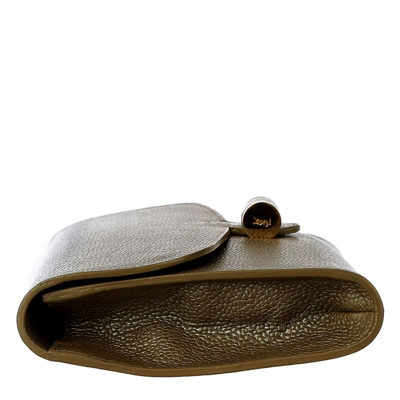 Clutch-Saint-Laurent-Couro-Prateado