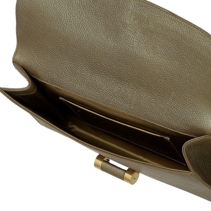 Clutch-Saint-Laurent-Couro-Prateado