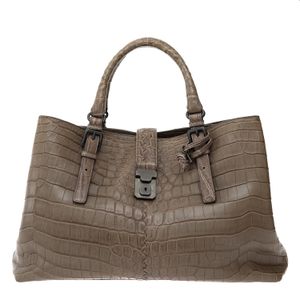 Bolsa Bottega Veneta Roma Croco Cinza