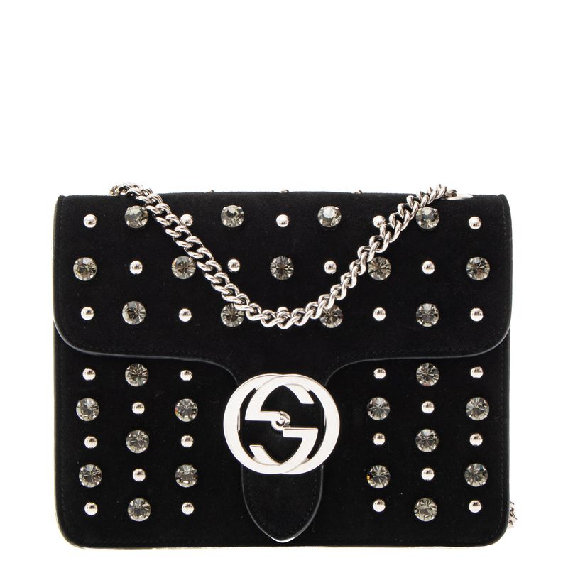 Bolsa-Gucci-Dollar-GG-Cristais-Camurca-Preta