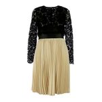 Vestido-Valentino-Renda-Preta-e-Plissado-