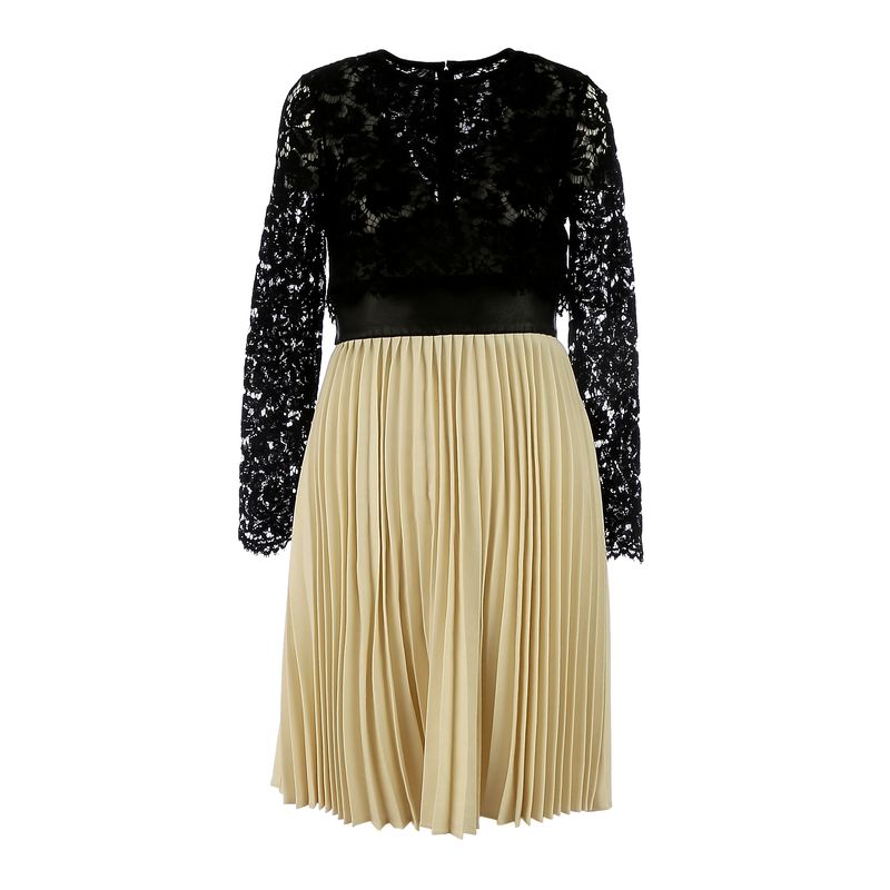Vestido-Valentino-Renda-Preta-e-Plissado-