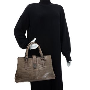 Bolsa Bottega Veneta Roma Croco Cinza