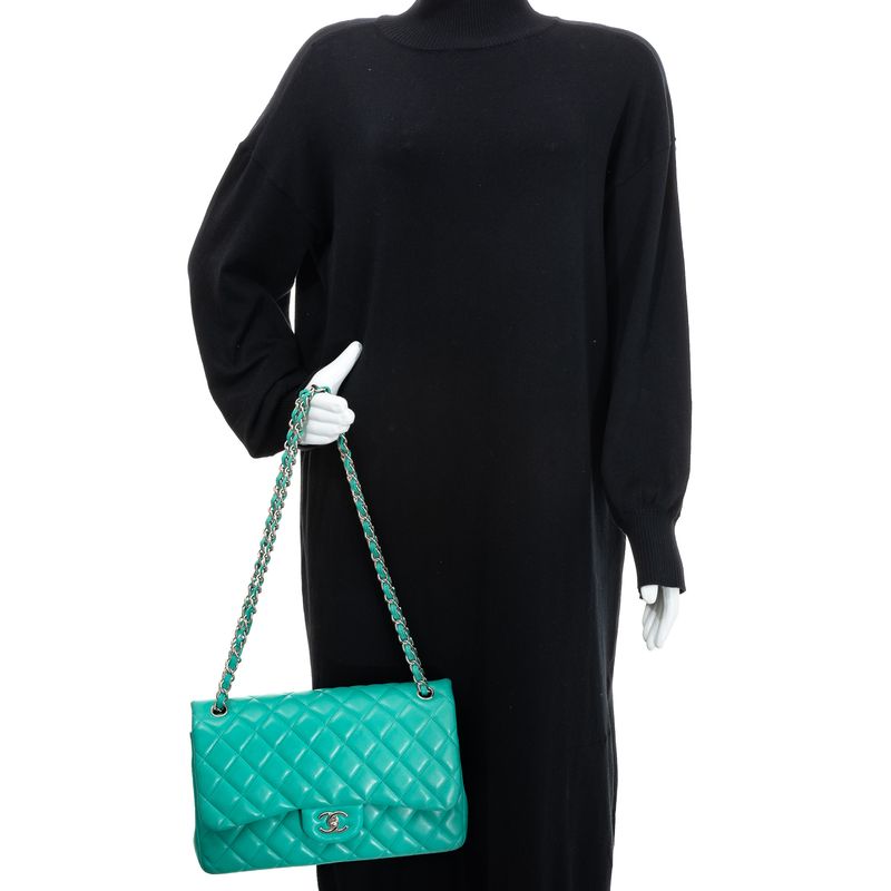 Bolsa-Chanel-Double-Flap-Jumbo-Lambskin-Verde