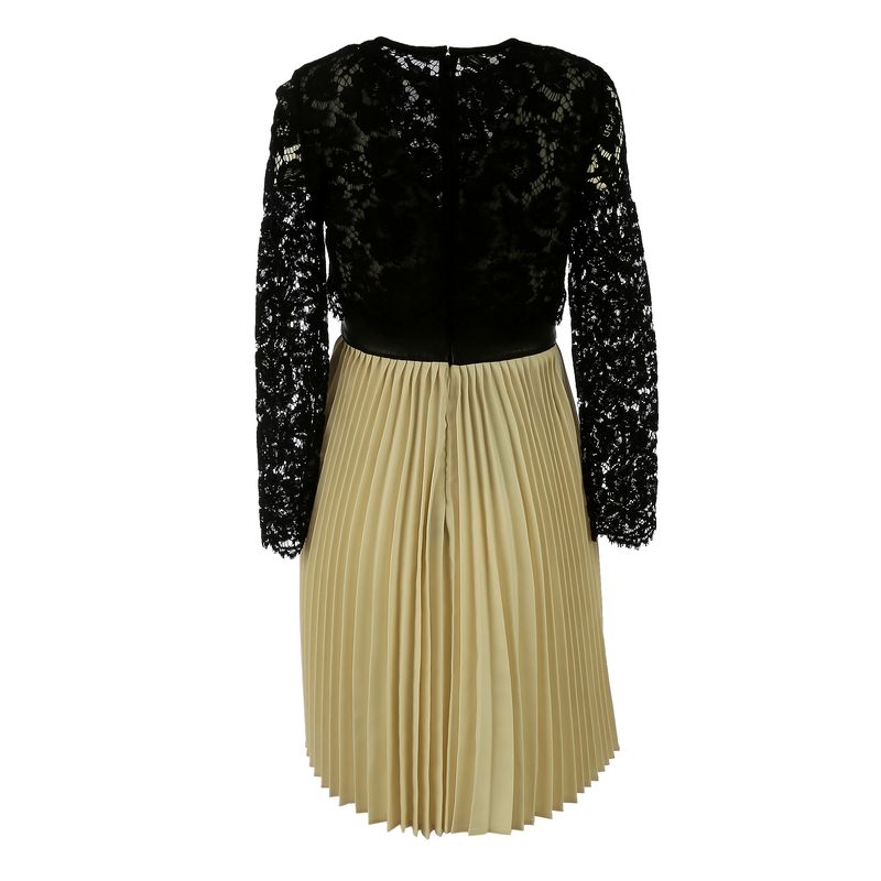 Vestido-Valentino-Renda-Preta-e-Plissado-