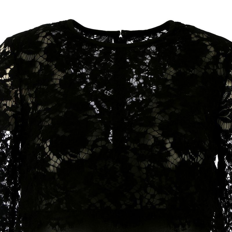Vestido-Valentino-Renda-Preta-e-Plissado-