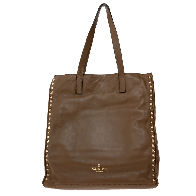 Bolsa-Valentino-Garavani-Rockstud-Couro-Marrom