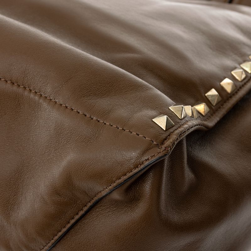 Bolsa-Valentino-Garavani-Rockstud-Couro-Marrom