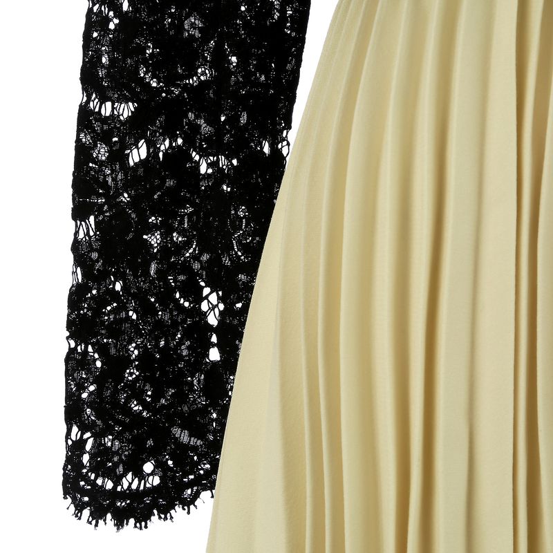 Vestido-Valentino-Renda-Preta-e-Plissado-
