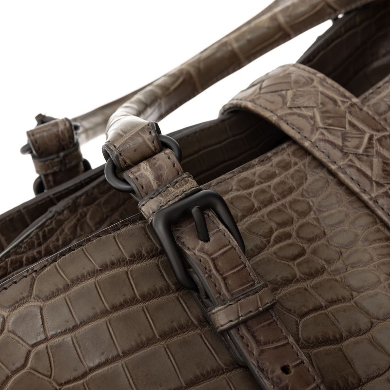 Bolsa-Bottega-Veneta-Roma-Croco-Cinza