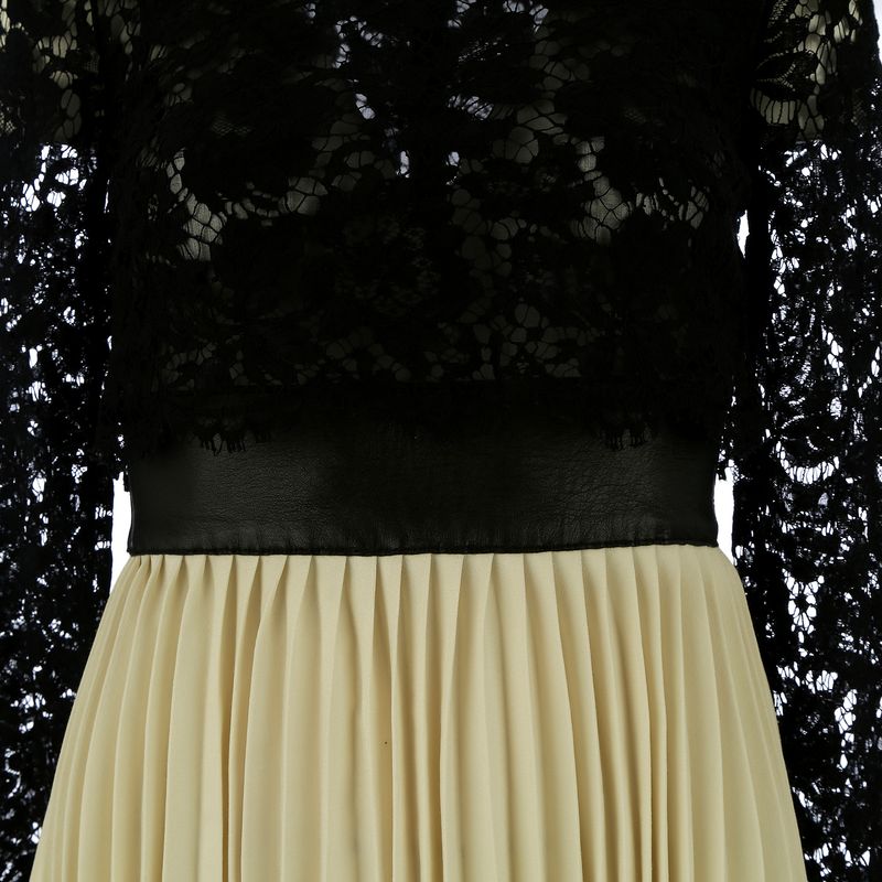 Vestido-Valentino-Renda-Preta-e-Plissado-