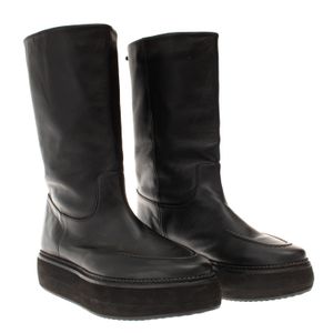 Bota Cris Barros Plataforma Couro Preto