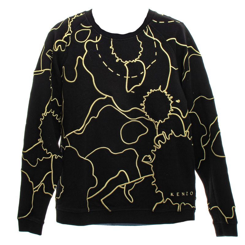Moletom-Kenzo-Preto-com-Borado-Amarelo