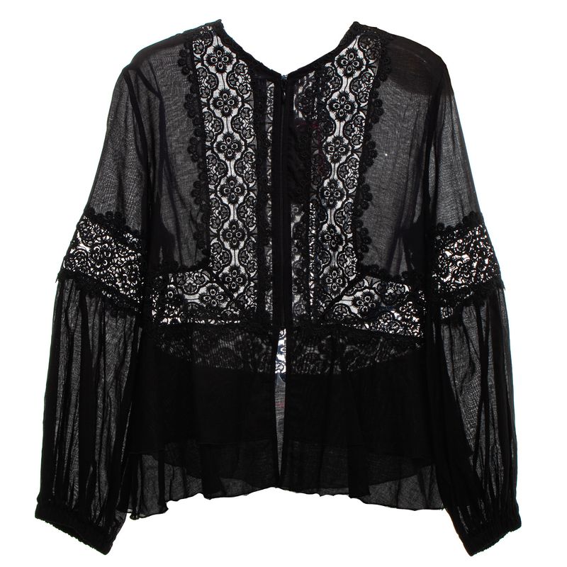 Blusa-Charo-Ruiz-com-Ziper-Algodao-e-Renda-Preta