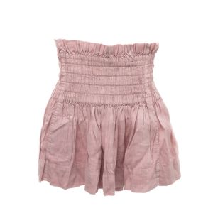 Saia Isabel Marant com Elástico Algodão Rosa
