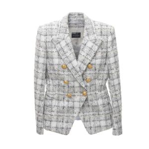 Blazer Balmain Tweed Cinza e Branco