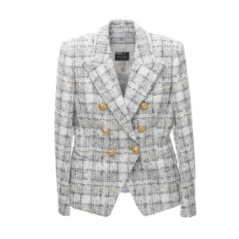 Blazer-Balmain-Tweed-Cinza-e-Branco