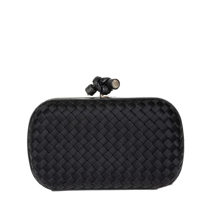 Clutch-Bottega-Veneta-Knot-Intrecciato-Cetim-Preto