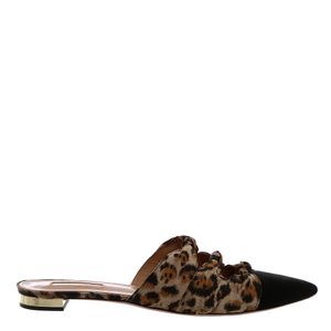 Mule Aquazzura Preto e Animal Print
