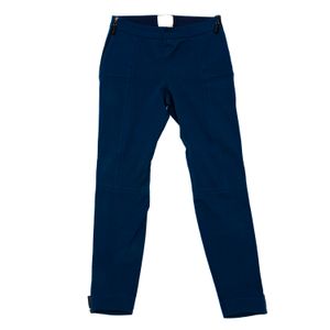 Calça Paula Raia Skinny Zíper Lateral Azul Petróleo
