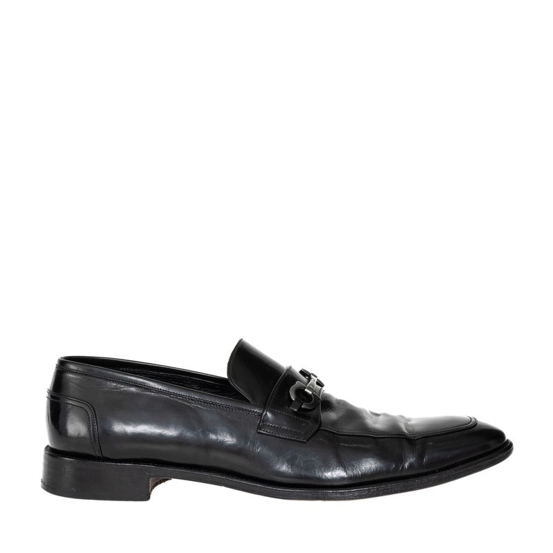 Mocassim-Salvatore-Ferragamo-Gancini-Couro-Preto