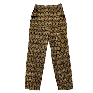 Calça Paula Raia Bordada Preta, Bege e Terracota